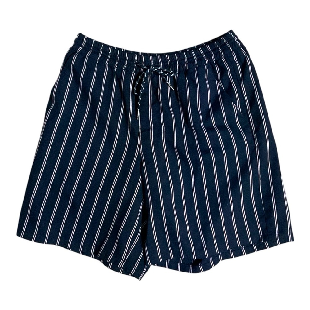 🌀 ASOS Navy White Pinstripe Drawstring‎ Shorts Sz 30